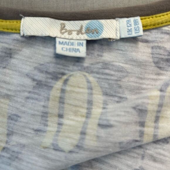 Boden Yellow Navy and Grey Floral ShortSleeve Dress Jersey Size 8 - Picture 7 of 9